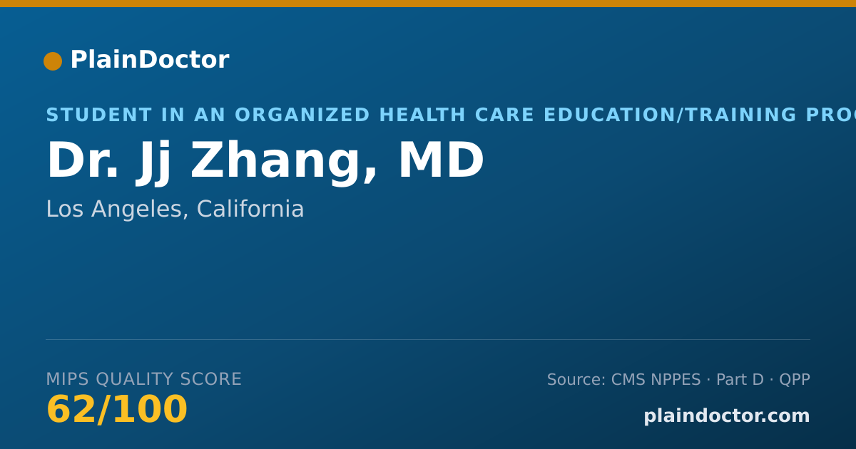 Shareable card for Jj Zhang, MD - Student in an Organized Health Care Education/Training Program, Los Angeles, CA
