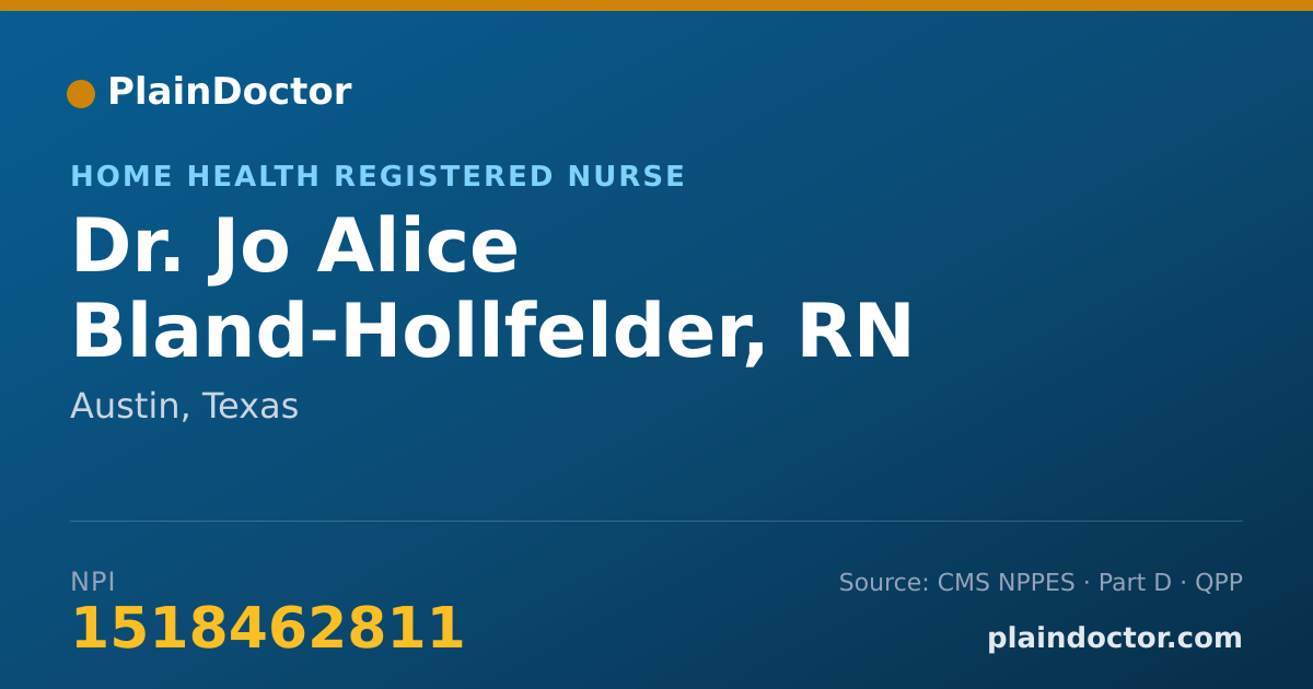 Shareable card for Jo Alice Bland-Hollfelder, RN - Home Health Registered Nurse, Austin, TX