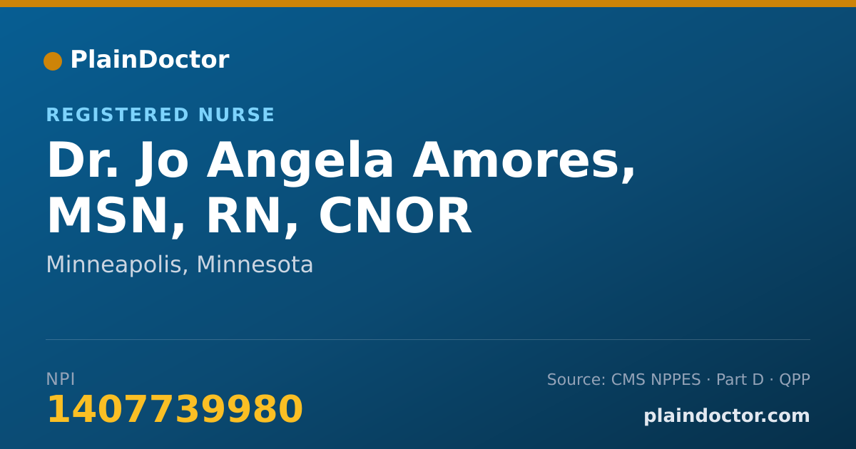Shareable card for Jo Angela Amores, MSN, RN, CNOR - Registered Nurse, Minneapolis, MN