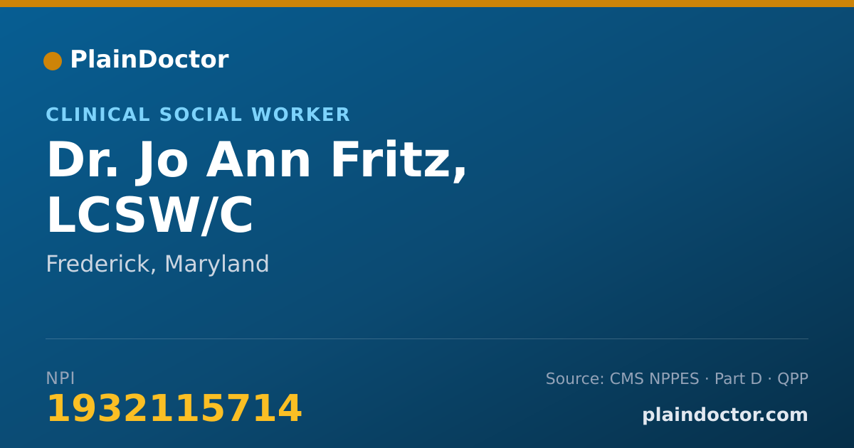 Shareable card for Jo Ann Fritz, LCSW/C - Clinical Social Worker, Frederick, MD