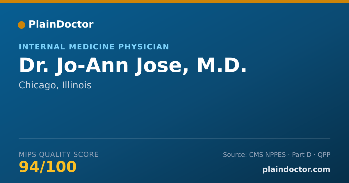 Shareable card for Jo-Ann Jose, M.D. - Internal Medicine Physician, Chicago, IL