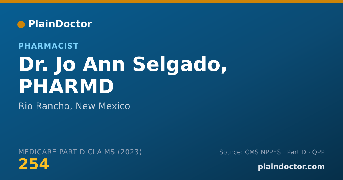 Shareable card for Jo Ann Selgado, PHARMD - Pharmacist, Rio Rancho, NM