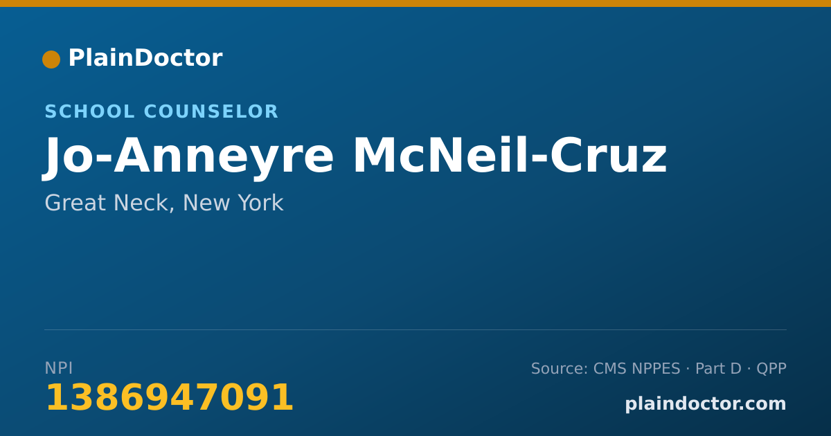 Shareable card for Jo-Anneyre McNeil-Cruz - School Counselor, Great Neck, NY