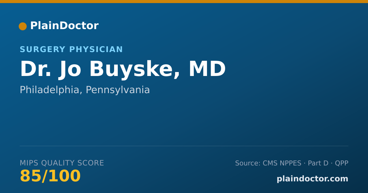 Shareable card for Jo Buyske, MD - Surgery Physician, Philadelphia, PA