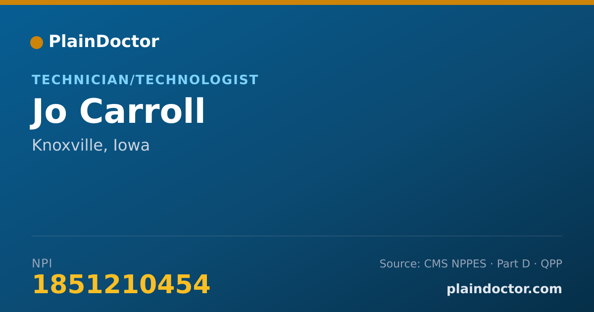 Shareable card for Jo Carroll - Technician/Technologist, Knoxville, IA