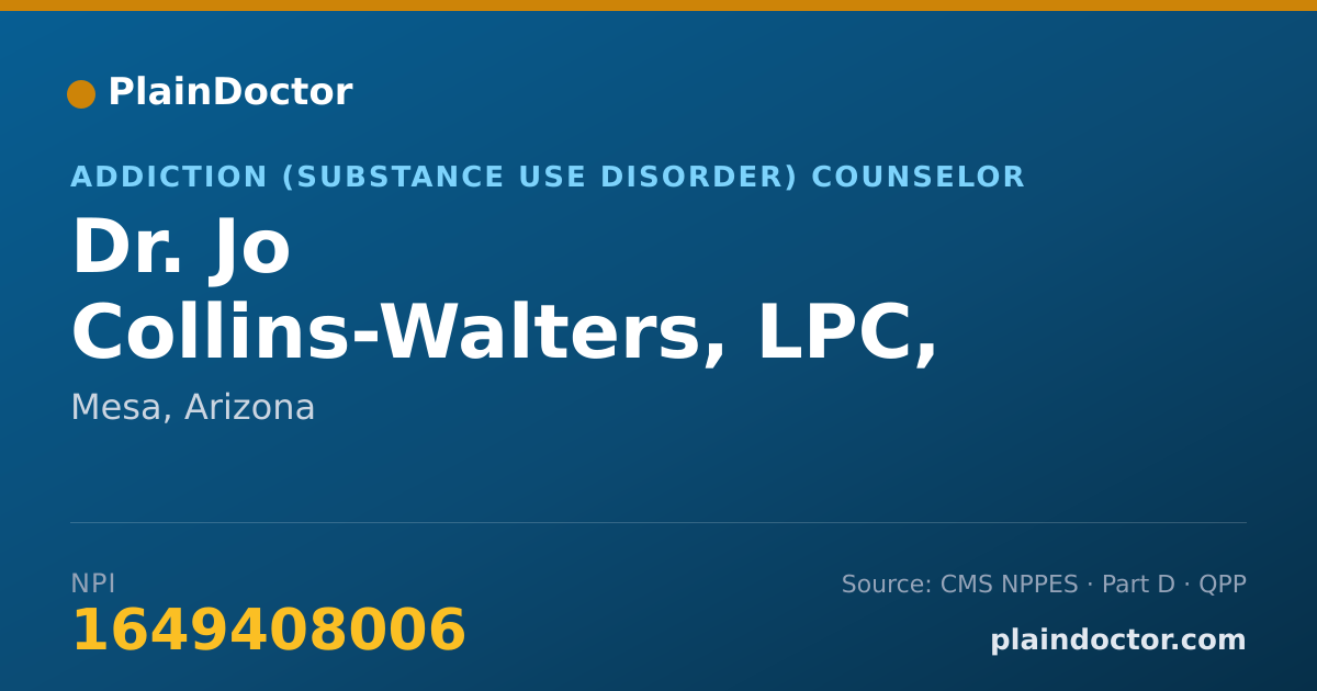 Shareable card for Jo Collins-Walters, LPC, LISAC, CCTP - Addiction (Substance Use Disorder) Counselor, Mesa, AZ