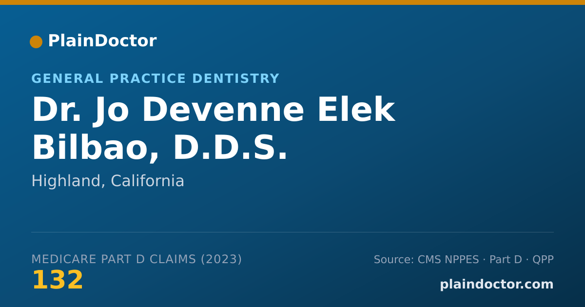 Shareable card for Jo Devenne Elek Bilbao, D.D.S. - General Practice Dentistry, Highland, CA