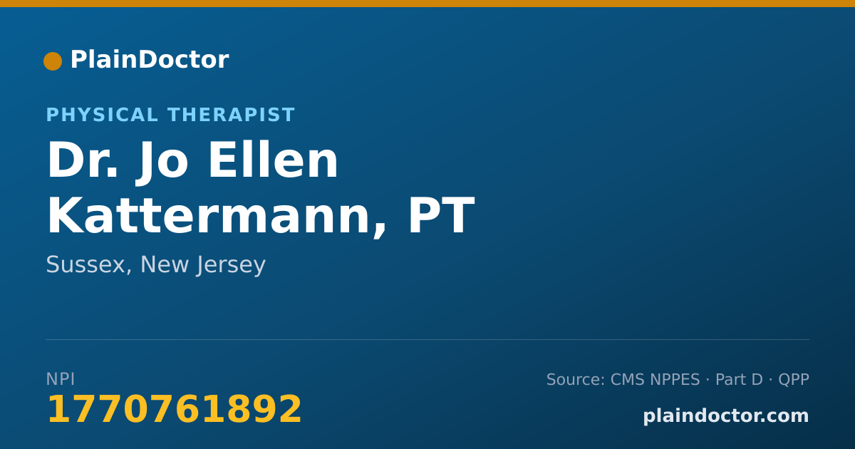 Shareable card for Jo Ellen Kattermann, PT - Physical Therapist, Sussex, NJ