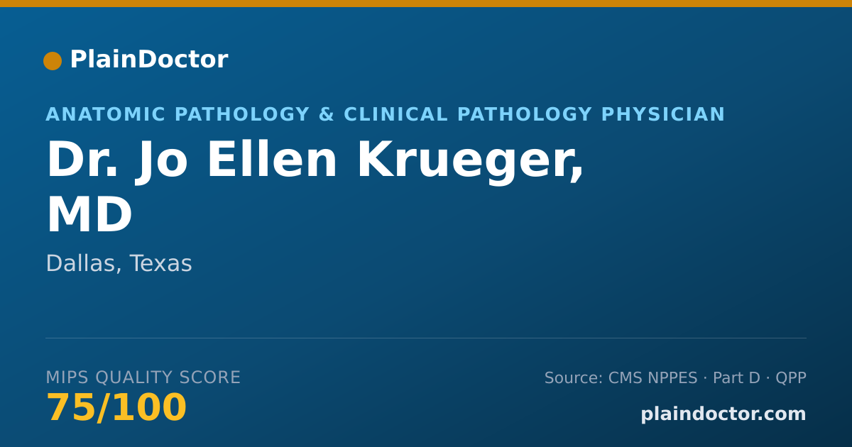 Shareable card for Jo Ellen Krueger, MD - Anatomic Pathology & Clinical Pathology Physician, Dallas, TX
