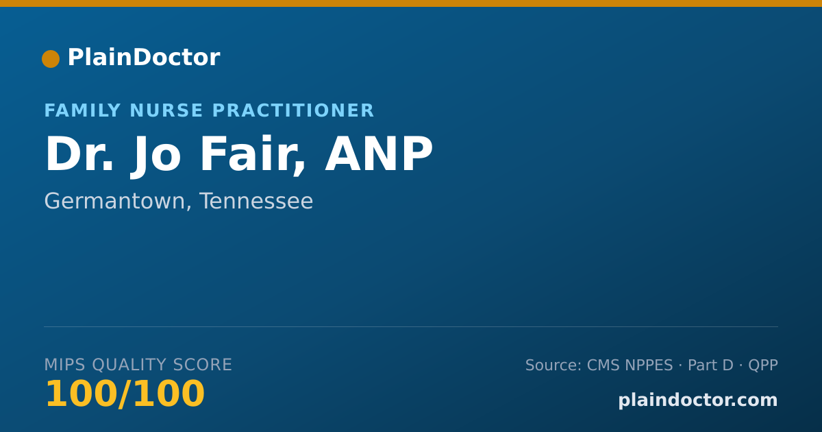 Shareable card for Jo Fair, ANP - Family Nurse Practitioner, Germantown, TN