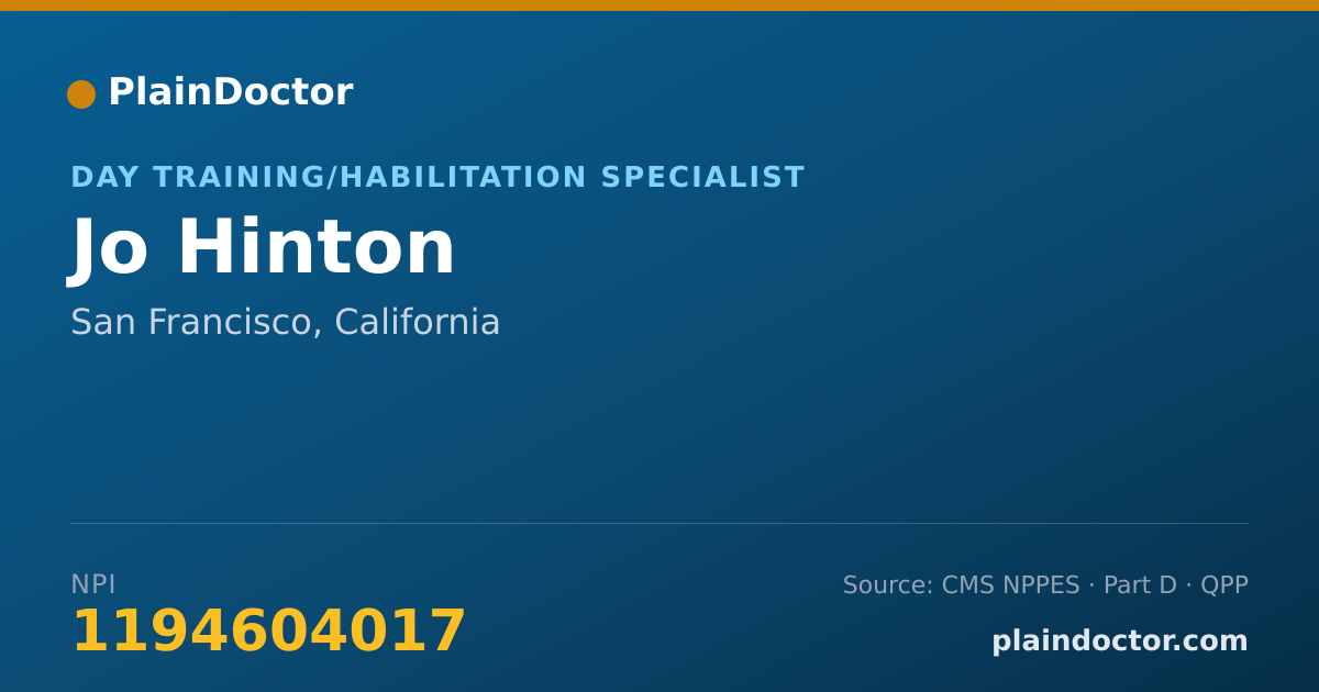 Shareable card for Jo Hinton - Day Training/Habilitation Specialist, San Francisco, CA