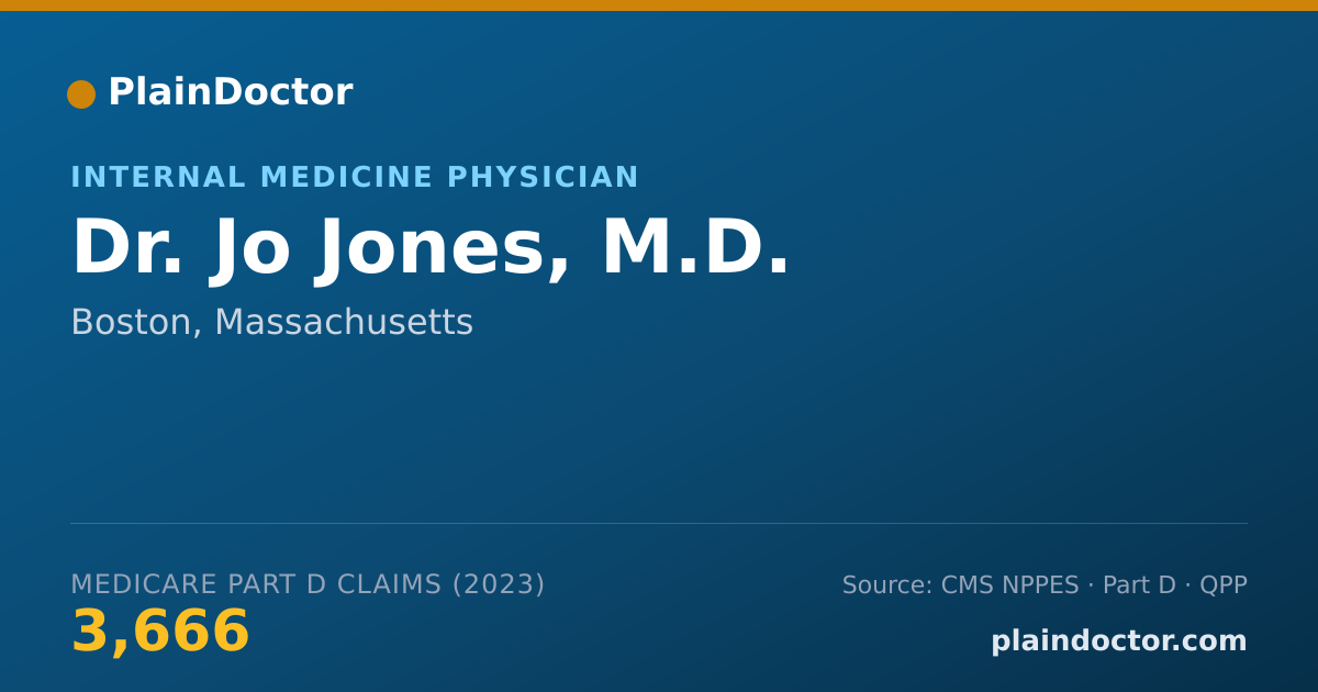 Shareable card for Jo Jones, M.D. - Internal Medicine Physician, Boston, MA