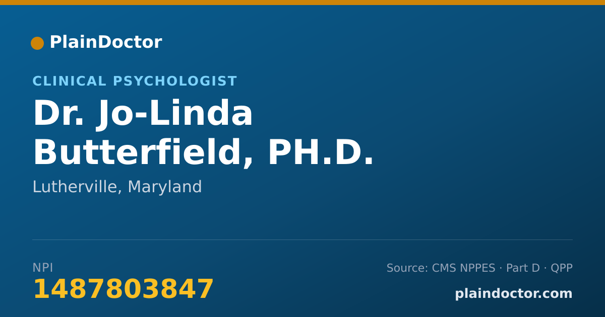 Shareable card for Jo-Linda Butterfield, PH.D. - Clinical Psychologist, Lutherville, MD