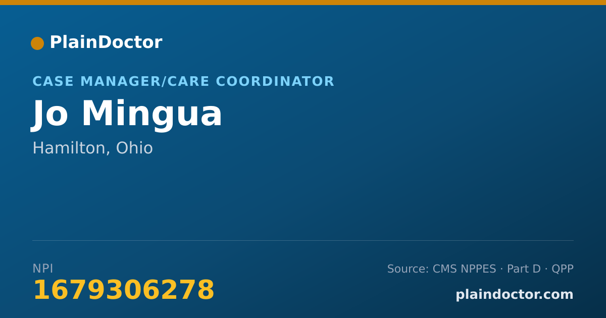 Shareable card for Jo Mingua - Case Manager/Care Coordinator, Hamilton, OH