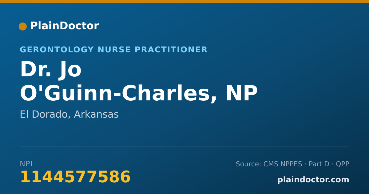 Shareable card for Jo O'Guinn-Charles, NP - Gerontology Nurse Practitioner, El Dorado, AR