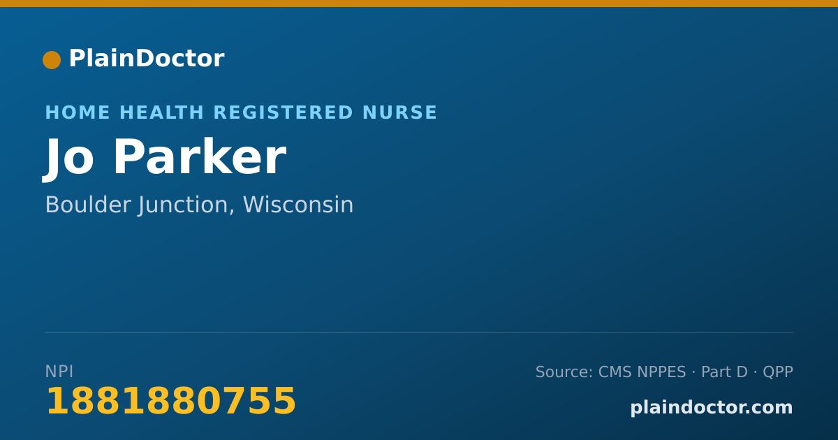 Shareable card for Jo Parker - Home Health Registered Nurse, Boulder Junction, WI