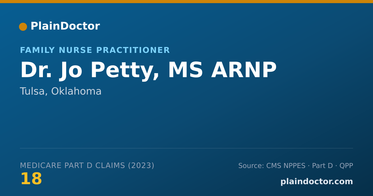 Shareable card for Jo Petty, MS ARNP - Family Nurse Practitioner, Tulsa, OK
