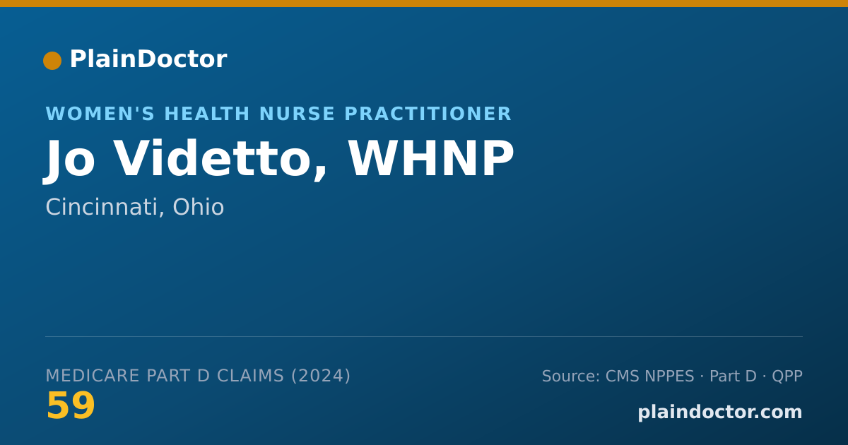 Shareable card for Jo Videtto, WHNP - Women's Health Nurse Practitioner, Cincinnati, OH