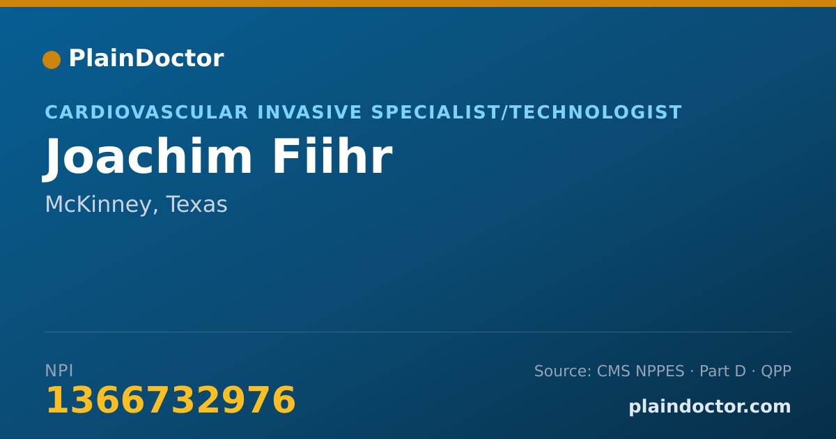 Shareable card for Joachim Fiihr - Cardiovascular Invasive Specialist/Technologist, McKinney, TX