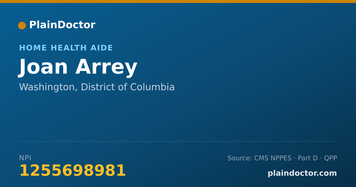 Shareable card for Joan Arrey - Home Health Aide, Washington, DC