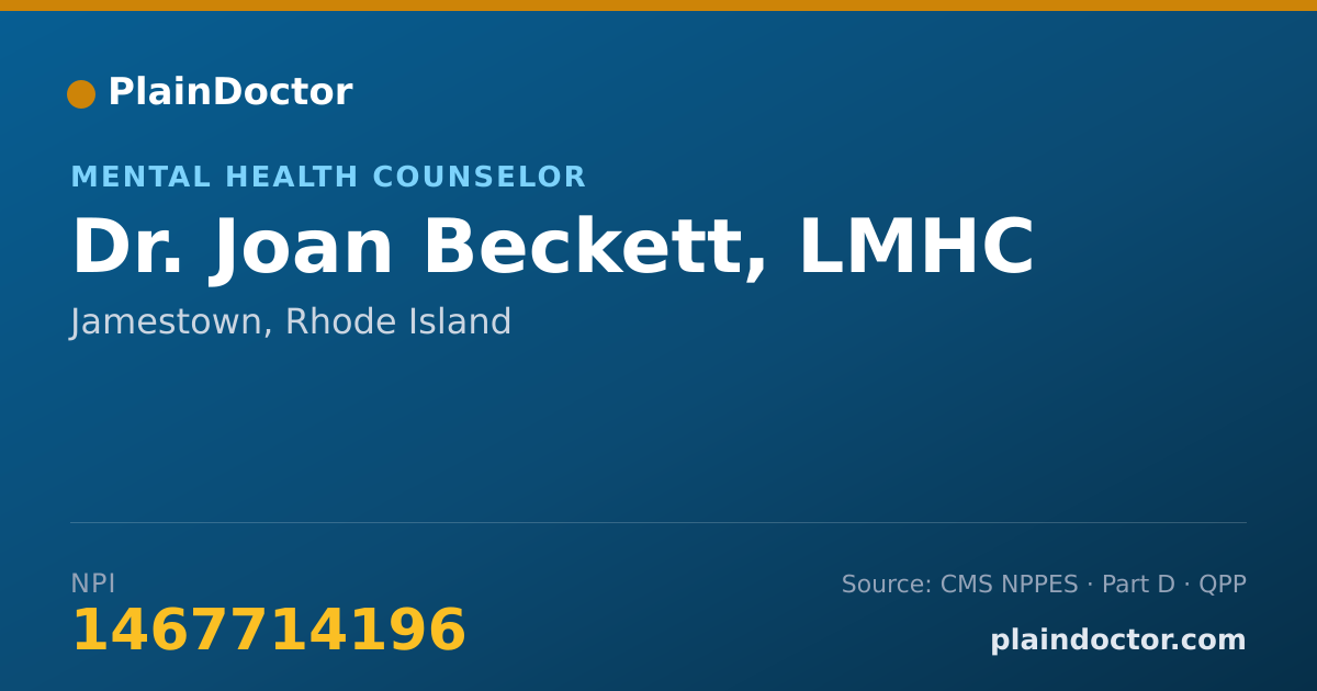 Shareable card for Joan Beckett, LMHC - Mental Health Counselor, Jamestown, RI