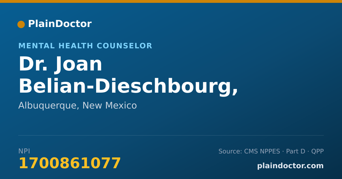 Shareable card for Joan Belian-Dieschbourg, LPCC - Mental Health Counselor, Albuquerque, NM