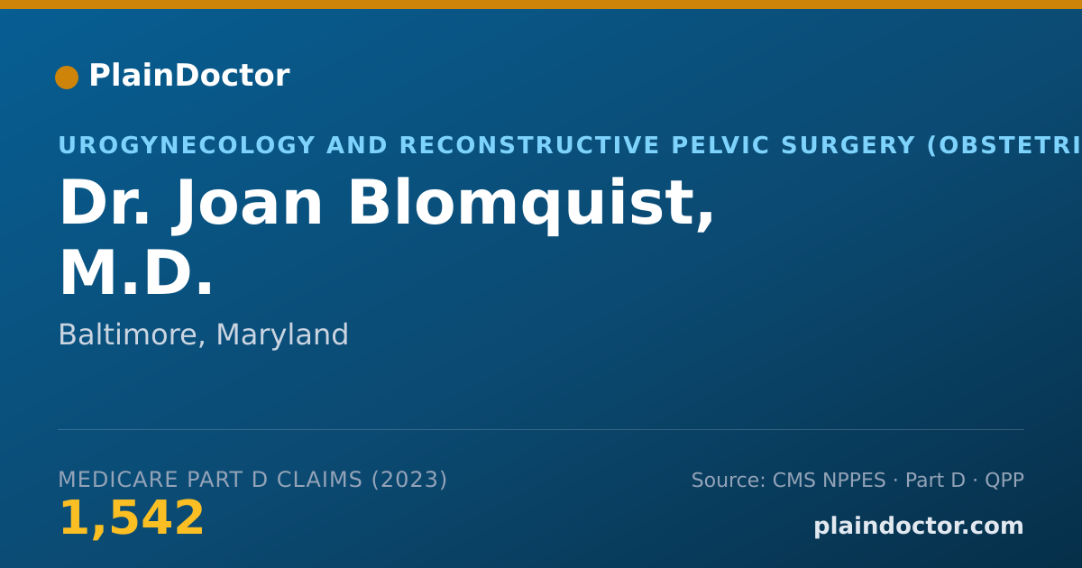 Shareable card for Joan Blomquist, M.D. - Urogynecology and Reconstructive Pelvic Surgery (Obstetrics & Gynecology) Physician, Baltimore, MD