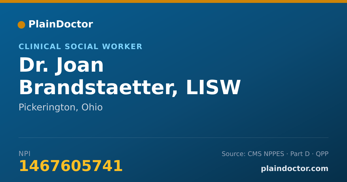 Shareable card for Joan Brandstaetter, LISW - Clinical Social Worker, Pickerington, OH