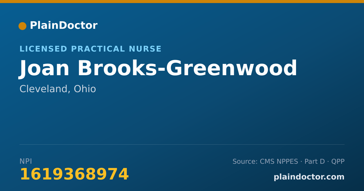Shareable card for Joan Brooks-Greenwood - Licensed Practical Nurse, Cleveland, OH