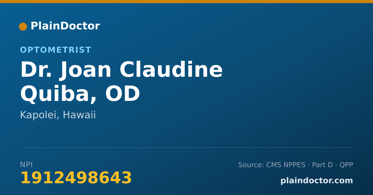 Shareable card for Joan Claudine Quiba, OD - Optometrist, Kapolei, HI