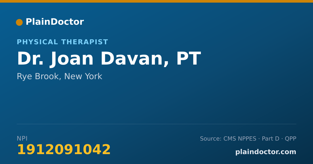 Shareable card for Joan Davan, PT - Physical Therapist, Rye Brook, NY