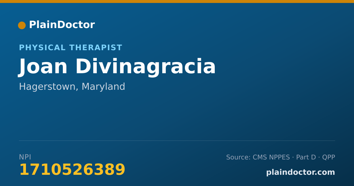 Shareable card for Joan Divinagracia - Physical Therapist, Hagerstown, MD