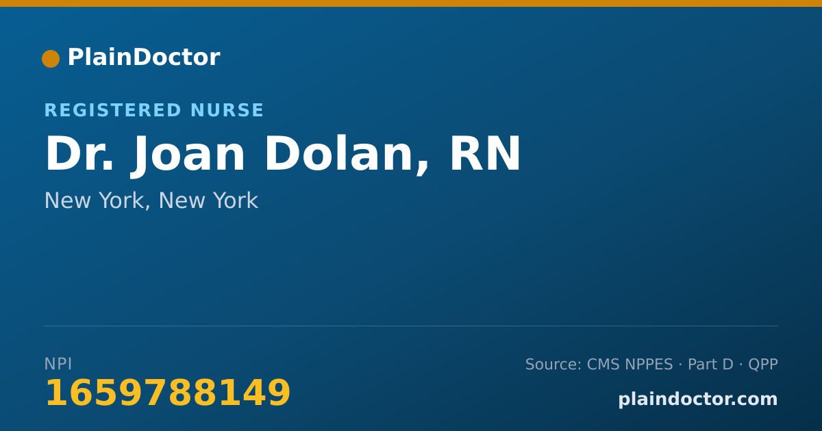 Shareable card for Joan Dolan, RN - Registered Nurse, New York, NY