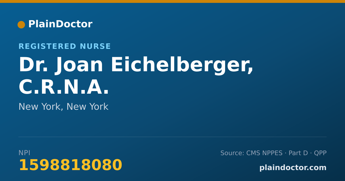 Shareable card for Joan Eichelberger, C.R.N.A. - Registered Nurse, New York, NY