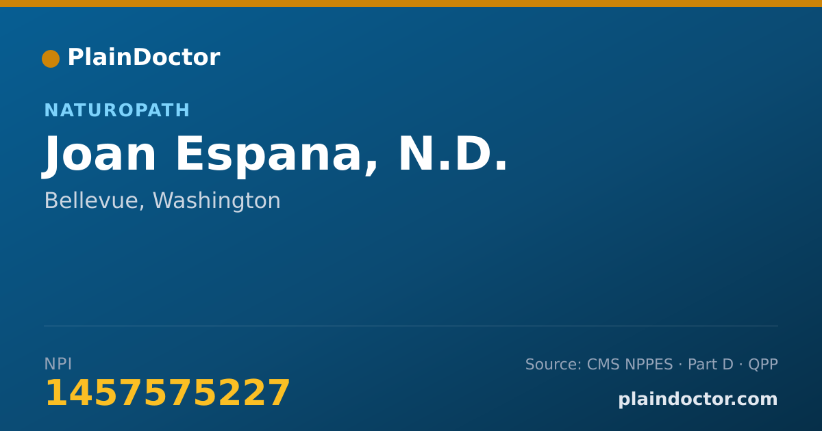 Shareable card for Joan Espana, N.D. - Naturopath, Bellevue, WA