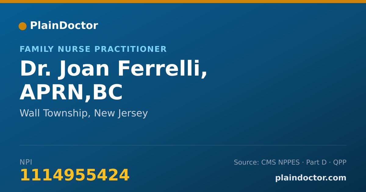 Shareable card for Joan Ferrelli, APRN,BC - Family Nurse Practitioner, Wall Township, NJ