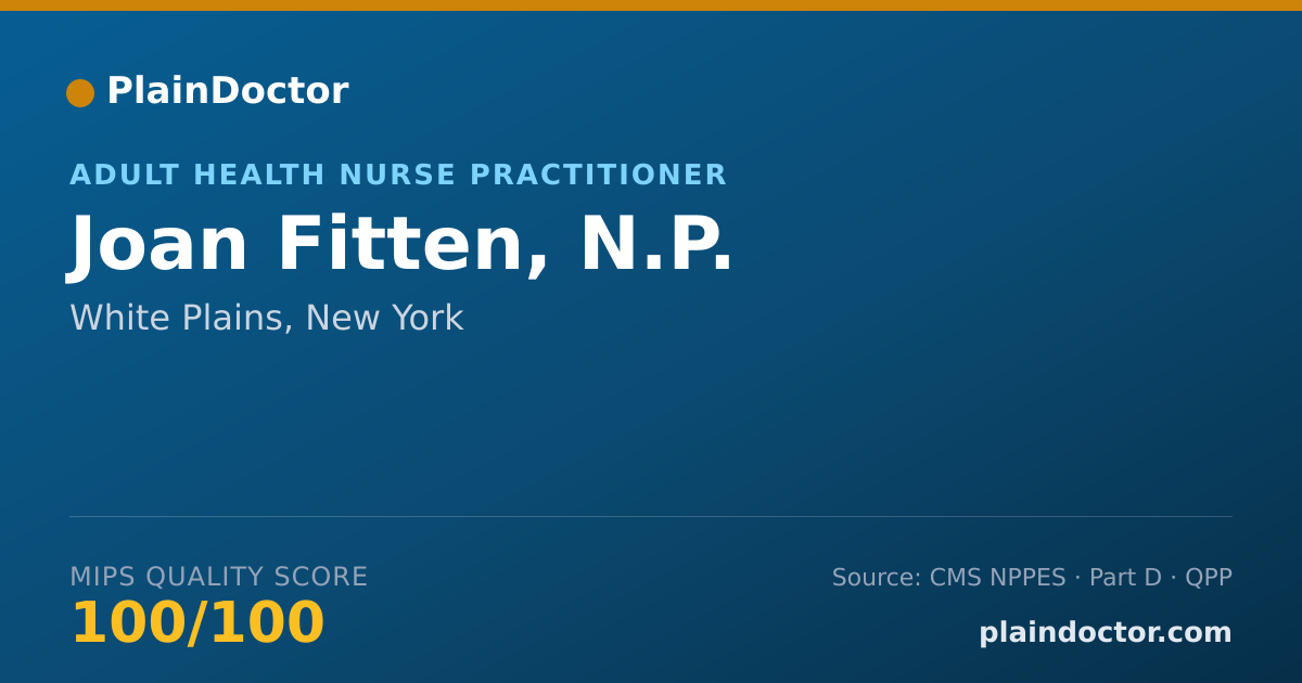 Shareable card for Joan Fitten, N.P. - Adult Health Nurse Practitioner, White Plains, NY