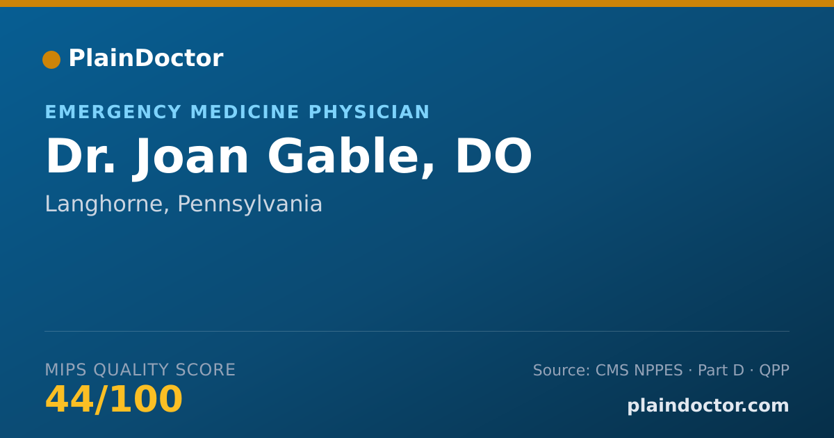 Shareable card for Joan Gable, DO - Emergency Medicine Physician, Langhorne, PA