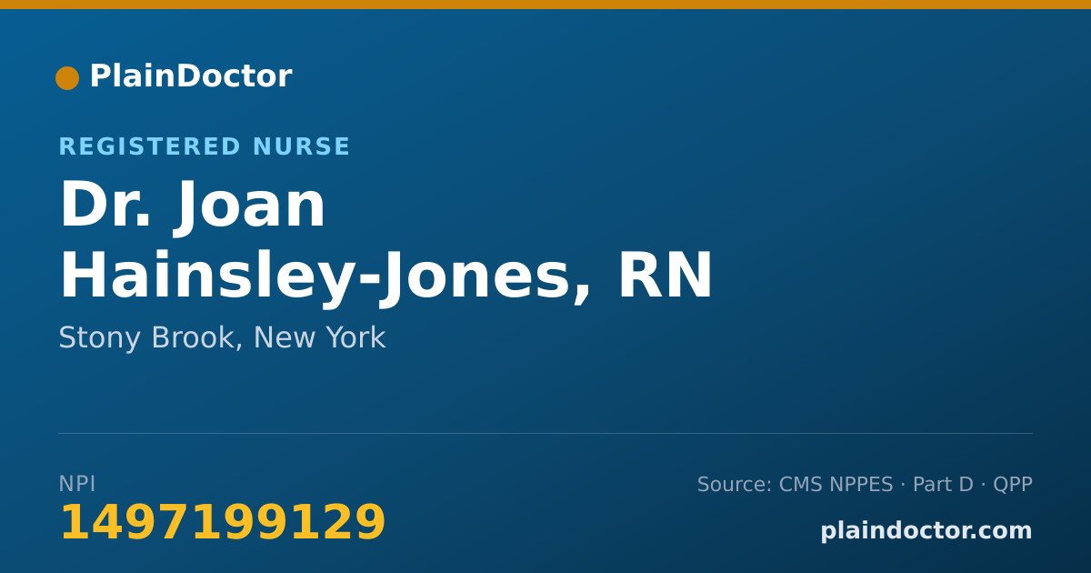 Shareable card for Joan Hainsley-Jones, RN - Registered Nurse, Stony Brook, NY