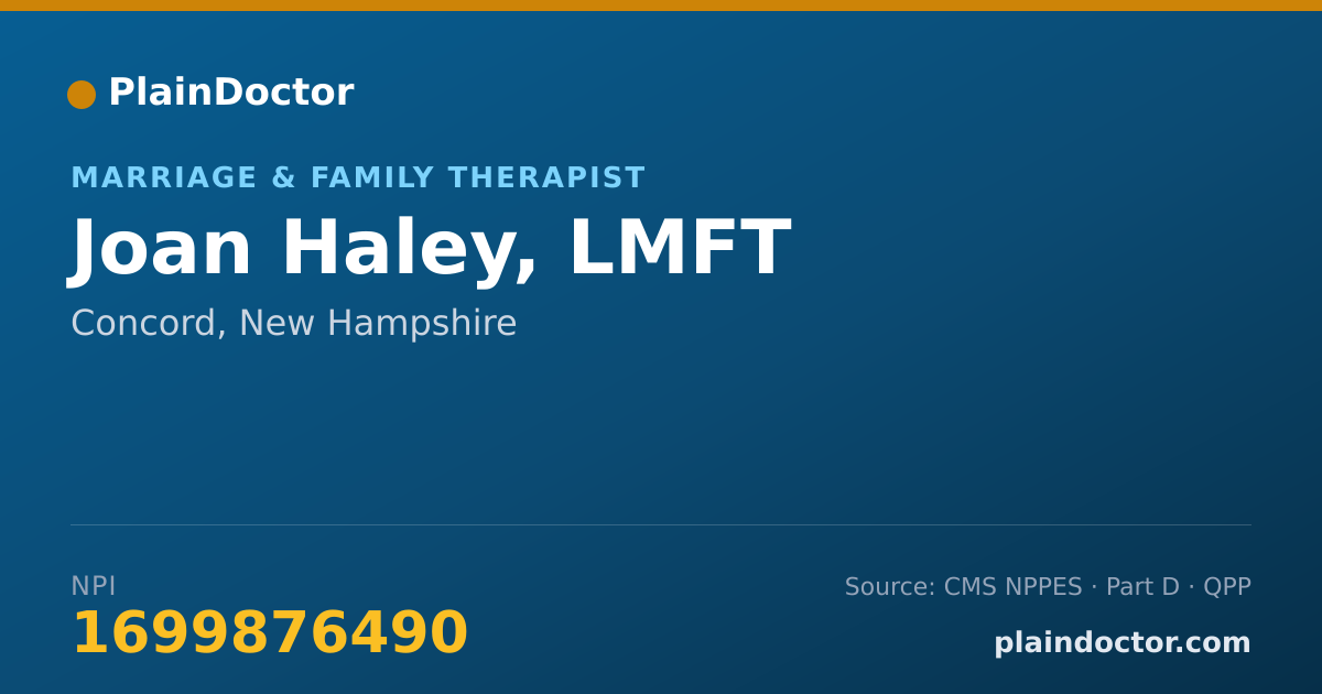 Shareable card for Joan Haley, LMFT - Marriage & Family Therapist, Concord, NH
