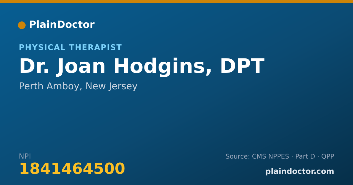 Shareable card for Joan Hodgins, DPT - Physical Therapist, Perth Amboy, NJ