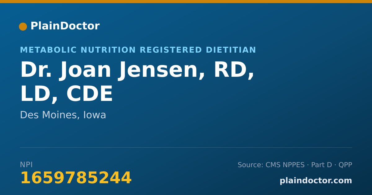 Shareable card for Joan Jensen, RD, LD, CDE - Metabolic Nutrition Registered Dietitian, Des Moines, IA