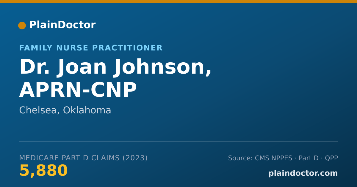 Shareable card for Joan Johnson, APRN-CNP - Family Nurse Practitioner, Chelsea, OK