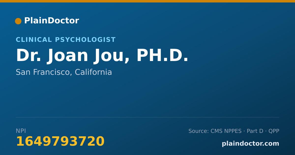 Shareable card for Joan Jou, PH.D. - Clinical Psychologist, San Francisco, CA