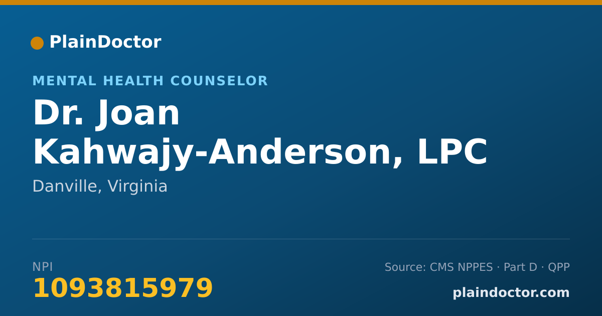 Shareable card for Joan Kahwajy-Anderson, LPC - Mental Health Counselor, Danville, VA