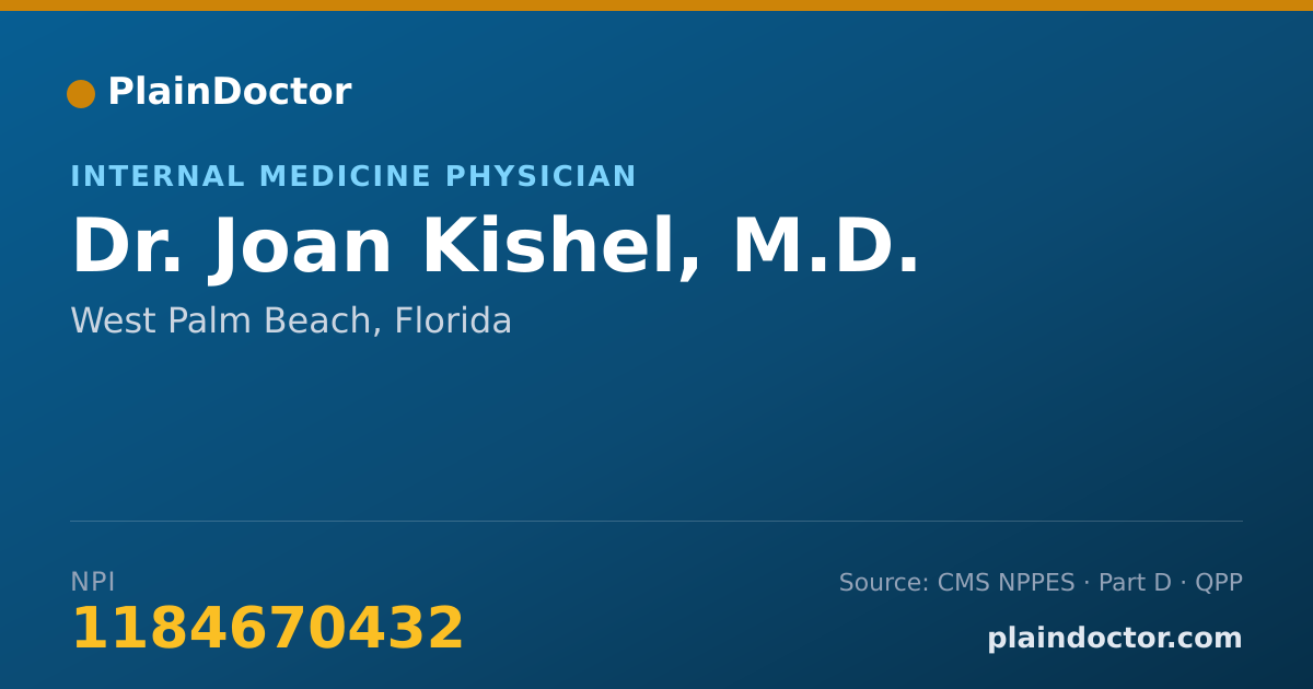 Shareable card for Joan Kishel, M.D. - Internal Medicine Physician, West Palm Beach, FL