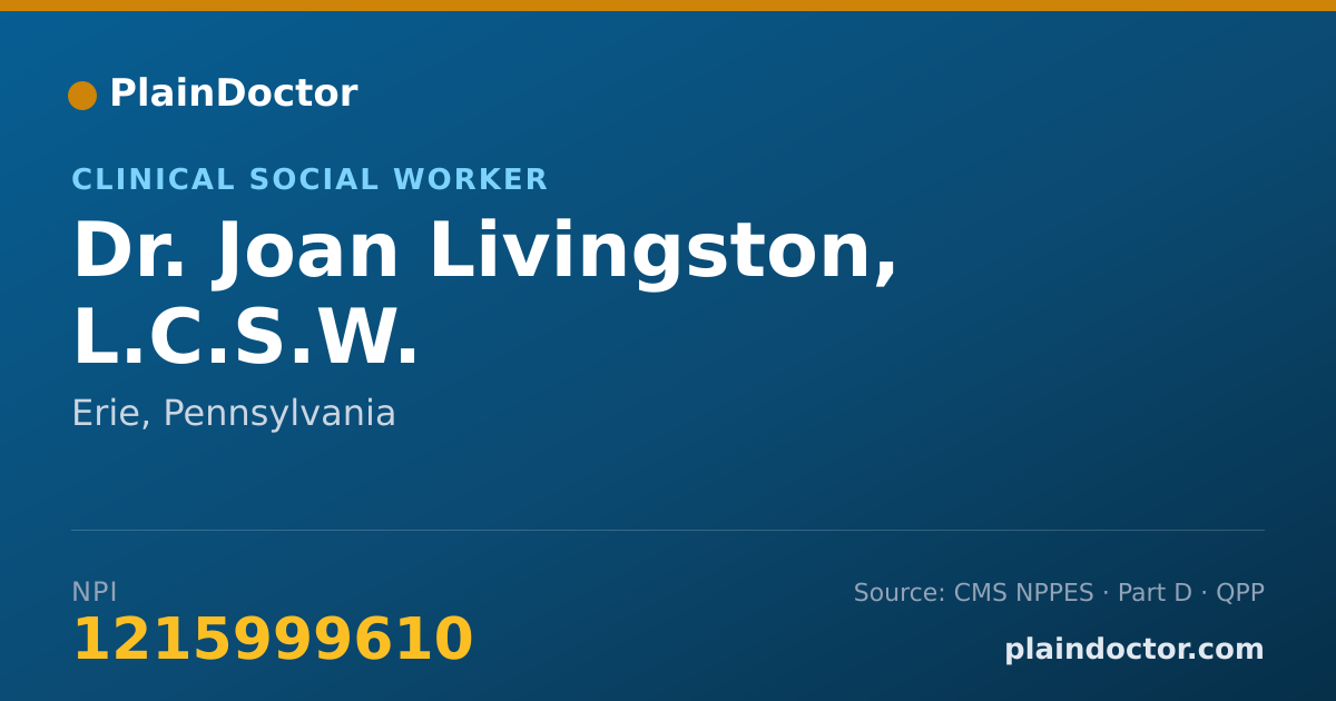 Shareable card for Joan Livingston, L.C.S.W. - Clinical Social Worker, Erie, PA