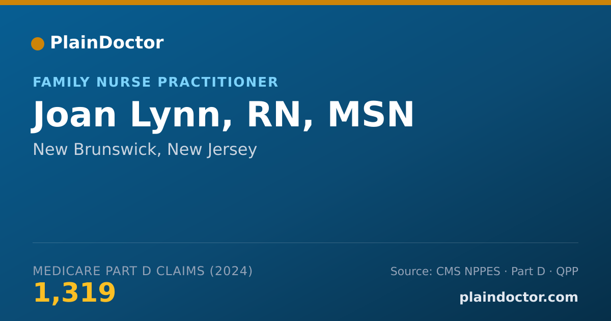Shareable card for Joan Lynn, RN, MSN - Family Nurse Practitioner, New Brunswick, NJ