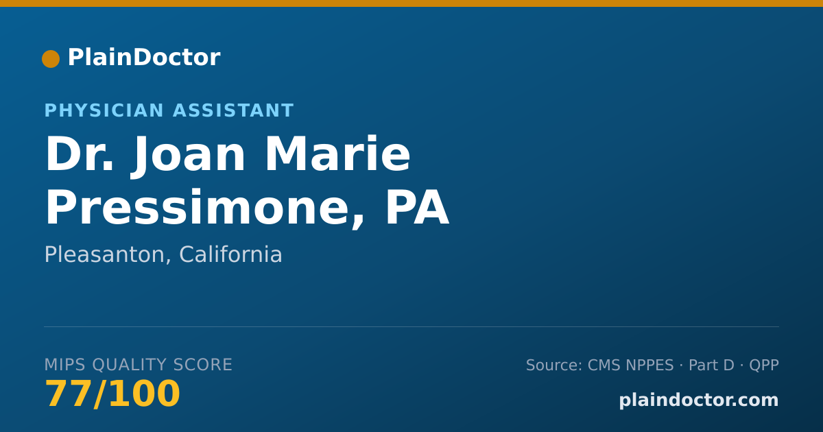 Shareable card for Joan Marie Pressimone, PA - Physician Assistant, Pleasanton, CA