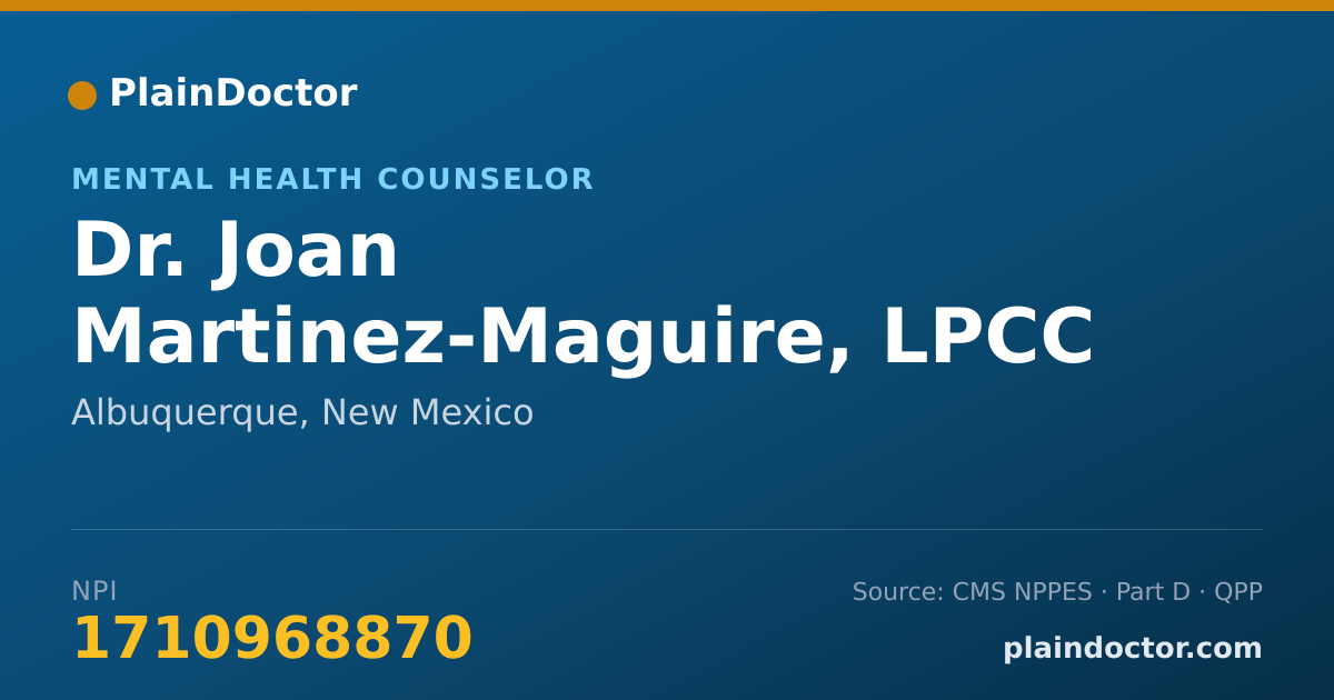 Shareable card for Joan Martinez-Maguire, LPCC - Mental Health Counselor, Albuquerque, NM
